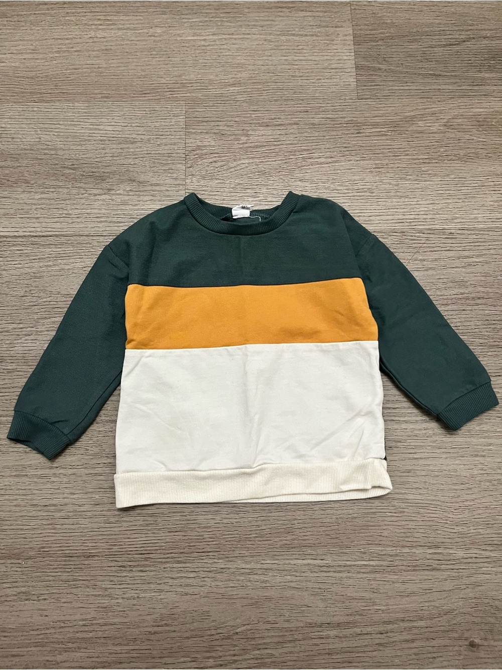 Kids Colorblock Sweatshirt - Forest Green, Mustard & Cream 24 Months
